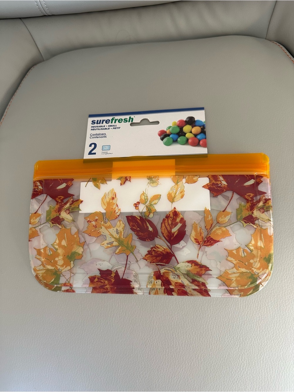 ☀️ 3/$10 Fall Leaves Reusable Bags with Orange zip closure (see description)